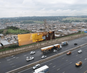 Billboards on Toll road Modderfontein with outdoor advertising, township, highway, urban, Outdoor Static, taxi rank, prices, rates, costs, rental, woodlands, and marketing