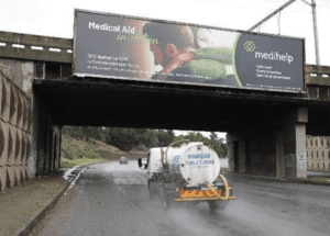 Billboards on R28 /N14 highway Krugersdorp with outdoor advertising, township, highway, urban, Outdoor Static, taxi rank, prices, rates, costs, rental, woodlands, and marketing