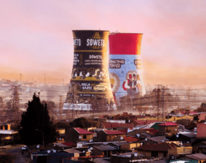 Billboards on Soweto Cooling Towers Nelson Mandela Museum with outdoor advertising, township, highway, urban, Outdoor Static, taxi rank, prices, rates, costs, rental, woodlands, and marketing