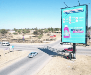 Billboards on Dr Albert Luthuli Road Mmabatho Airport with outdoor advertising, township, highway, urban, Outdoor Static, taxi rank, prices, rates, costs, rental, woodlands, and marketing