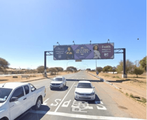 Billboards on Corner Gamsbok Mahikeng with outdoor advertising, township, highway, urban, Outdoor Static, taxi rank, prices, rates, costs, rental, woodlands, and marketing
