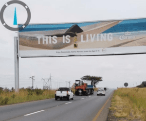Billboards on R556 Entrance Sun City with outdoor advertising, township, highway, urban, Outdoor Static, taxi rank, prices, rates, costs, rental, woodlands, and marketing